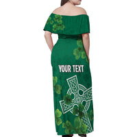 Ireland Cross Celtic Personalized Family Matching Off Shoulder Maxi Dress and Hawaiian Shirt Irish Pride Shamrock - Wonder Print Shop