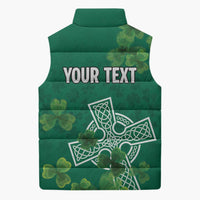 Ireland Cross Celtic Personalized Sleeveless Puffer Jacket Irish Pride Shamrock - Wonder Print Shop