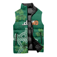 Ireland Cross Celtic Personalized Sleeveless Puffer Jacket Irish Pride Shamrock - Wonder Print Shop