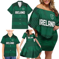 Custom Ireland Rugby Family Matching Off Shoulder Short Dress and Hawaiian Shirt Celtic Heritage - Wonder Print Shop