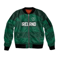 Custom Ireland Rugby Sleeve Zip Bomber Jacket Celtic Heritage - Wonder Print Shop