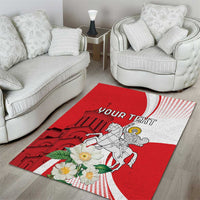 Personalized Georgia Independence Restoration Day Area Rug Dzala Ertobashia Rosa Laevigata