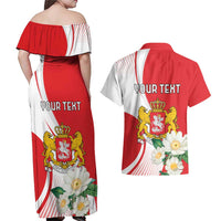 Personalized Georgia Independence Restoration Day Couples Matching Off Shoulder Maxi Dress and Hawaiian Shirt Dzala Ertobashia Rosa Laevigata