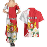 Personalized Georgia Independence Restoration Day Couples Matching Summer Maxi Dress and Hawaiian Shirt Dzala Ertobashia Rosa Laevigata