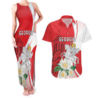 Personalized Georgia Independence Restoration Day Couples Matching Tank Maxi Dress and Hawaiian Shirt Dzala Ertobashia Rosa Laevigata