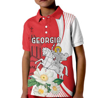 Personalized Georgia Independence Restoration Day Kid Polo Shirt Dzala Ertobashia Rosa Laevigata