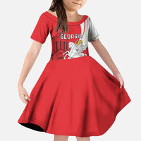 Personalized Georgia Independence Restoration Day Kid Short Sleeve Dress Dzala Ertobashia Rosa Laevigata