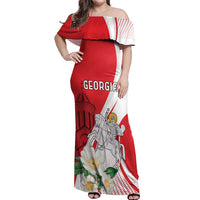 Personalized Georgia Independence Restoration Day Off Shoulder Maxi Dress Dzala Ertobashia Rosa Laevigata