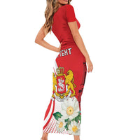 Personalized Georgia Independence Restoration Day Short Sleeve Bodycon Dress Dzala Ertobashia Rosa Laevigata