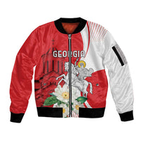 Personalized Georgia Independence Restoration Day Sleeve Zip Bomber Jacket Dzala Ertobashia Rosa Laevigata