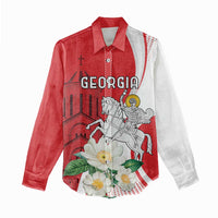 Personalized Georgia Independence Restoration Day Women Casual Shirt Dzala Ertobashia Rosa Laevigata