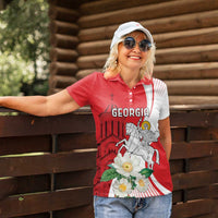 Personalized Georgia Independence Restoration Day Women Polo Shirt Dzala Ertobashia Rosa Laevigata