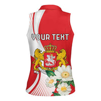 Personalized Georgia Independence Restoration Day Women Sleeveless Polo Shirt Dzala Ertobashia Rosa Laevigata