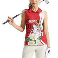 Personalized Georgia Independence Restoration Day Women Sleeveless Polo Shirt Dzala Ertobashia Rosa Laevigata