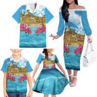 Personalized Malta Family Matching Off The Shoulder Long Sleeve Dress and Hawaiian Shirt Valletta Capital Maltese Cross