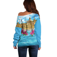 Personalized Malta Off Shoulder Sweater Valletta Capital Maltese Cross