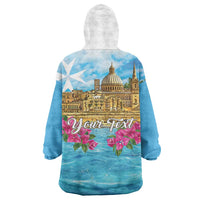 Personalized Malta Wearable Blanket Hoodie Valletta Capital Maltese Cross