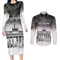 Personalized Germany Berlin Wall Couples Matching Long Sleeve Bodycon Dress and Long Sleeve Button Shirt Tag der Deutschen Einheit