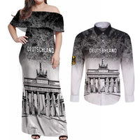 Personalized Germany Berlin Wall Couples Matching Off Shoulder Maxi Dress and Long Sleeve Button Shirt Tag der Deutschen Einheit