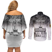 Personalized Germany Berlin Wall Couples Matching Off Shoulder Short Dress and Long Sleeve Button Shirt Tag der Deutschen Einheit