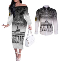 Personalized Germany Berlin Wall Couples Matching Off The Shoulder Long Sleeve Dress and Long Sleeve Button Shirt Tag der Deutschen Einheit