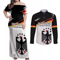 Custom Germany Football Couples Matching Off Shoulder Maxi Dress and Long Sleeve Button Shirt Come On DFB-Team