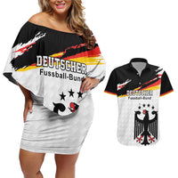 Custom Germany Football Couples Matching Off Shoulder Short Dress and Hawaiian Shirt Come On DFB-Team