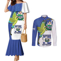El Salvador Independence Day Couples Matching Mermaid Dress and Long Sleeve Button Shirt Dios Union Libertad - Wonder Print Shop