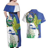 El Salvador Independence Day Couples Matching Off Shoulder Maxi Dress and Hawaiian Shirt Dios Union Libertad - Wonder Print Shop