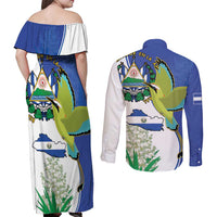 El Salvador Independence Day Couples Matching Off Shoulder Maxi Dress and Long Sleeve Button Shirt Dios Union Libertad - Wonder Print Shop