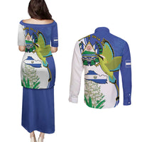 El Salvador Independence Day Couples Matching Puletasi and Long Sleeve Button Shirt Dios Union Libertad - Wonder Print Shop