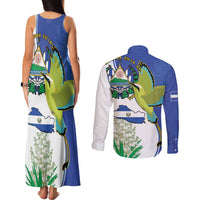 El Salvador Independence Day Couples Matching Tank Maxi Dress and Long Sleeve Button Shirt Dios Union Libertad - Wonder Print Shop