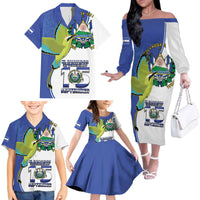 El Salvador Independence Day Family Matching Off The Shoulder Long Sleeve Dress and Hawaiian Shirt Dios Union Libertad - Wonder Print Shop