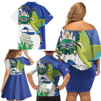El Salvador Independence Day Family Matching Off Shoulder Short Dress and Hawaiian Shirt Dios Union Libertad - Wonder Print Shop