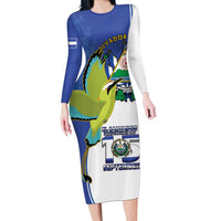 El Salvador Independence Day Long Sleeve Bodycon Dress Dios Union Libertad - Wonder Print Shop