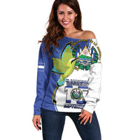 El Salvador Independence Day Off Shoulder Sweater Dios Union Libertad - Wonder Print Shop