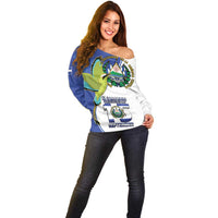 El Salvador Independence Day Off Shoulder Sweater Dios Union Libertad - Wonder Print Shop