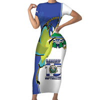 El Salvador Independence Day Short Sleeve Bodycon Dress Dios Union Libertad - Wonder Print Shop