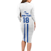 Custom El Salvador Football Family Matching Long Sleeve Bodycon Dress and Hawaiian Shirt La Selecta Sporty Style - Wonder Print Shop
