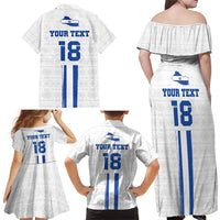Custom El Salvador Football Family Matching Off Shoulder Maxi Dress and Hawaiian Shirt La Selecta Sporty Style - Wonder Print Shop