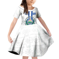 Custom El Salvador Football Family Matching Off Shoulder Short Dress and Hawaiian Shirt La Selecta Sporty Style - Wonder Print Shop