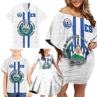 Custom El Salvador Football Family Matching Off Shoulder Short Dress and Hawaiian Shirt La Selecta Sporty Style - Wonder Print Shop