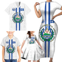 Custom El Salvador Football Family Matching Short Sleeve Bodycon Dress and Hawaiian Shirt La Selecta Sporty Style - Wonder Print Shop
