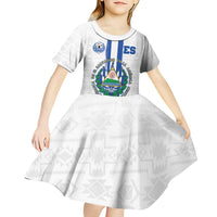 Custom El Salvador Football Kid Short Sleeve Dress La Selecta Sporty Style - Wonder Print Shop