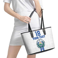 Custom El Salvador Football Leather Tote Bag La Selecta Sporty Style - Wonder Print Shop