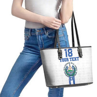 Custom El Salvador Football Leather Tote Bag La Selecta Sporty Style - Wonder Print Shop