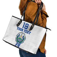 Custom El Salvador Football Leather Tote Bag La Selecta Sporty Style - Wonder Print Shop