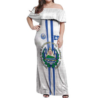 Custom El Salvador Football Off Shoulder Maxi Dress La Selecta Sporty Style - Wonder Print Shop