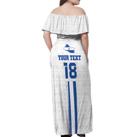 Custom El Salvador Football Off Shoulder Maxi Dress La Selecta Sporty Style - Wonder Print Shop