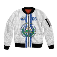 Custom El Salvador Football Sleeve Zip Bomber Jacket La Selecta Sporty Style - Wonder Print Shop
